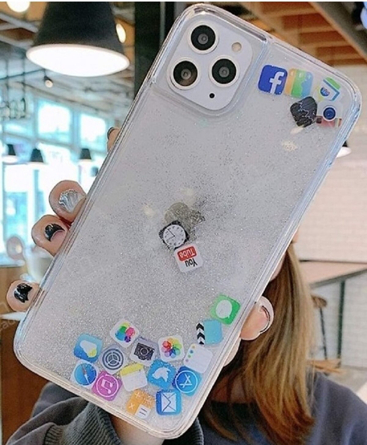 Iphone 12 - 12 Pro Sulu Simli Mobil Uygulama Simgeleri Rubber Kılıf