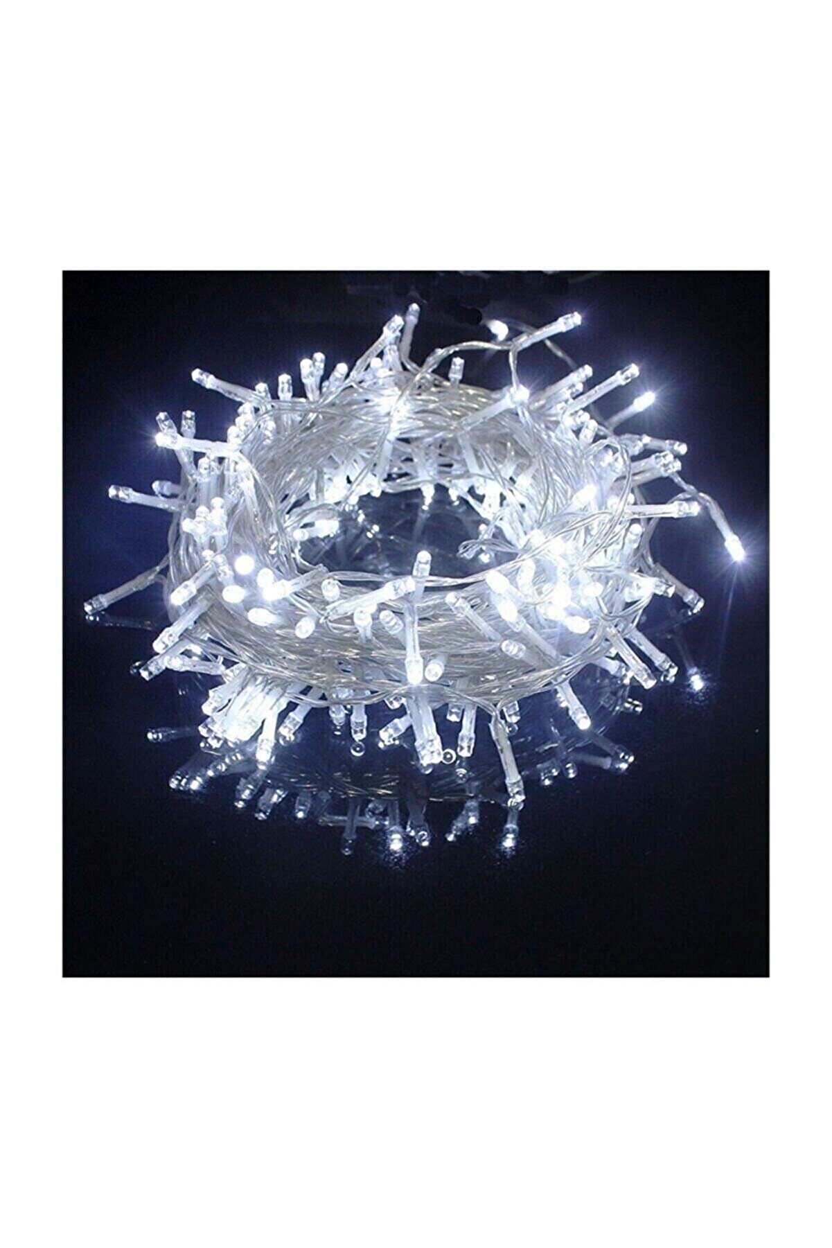 Yeni Yıl 10m 100 Ampül Beyaz Renk Fonksiyonlu Yılbaşı Led Işık