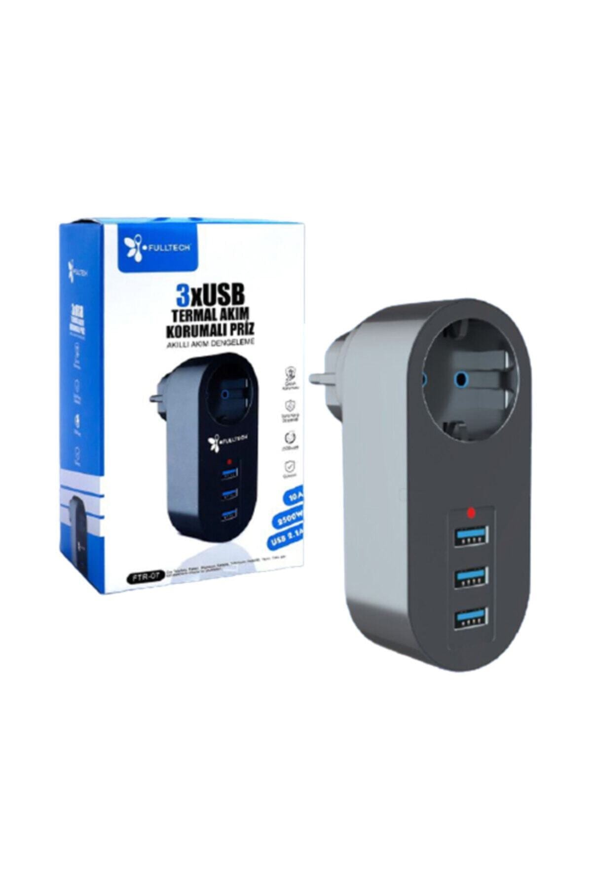 Termal Akım Korumalı Tekli Duvar Priz 3 X Usb - Akıllı Akım Dengeleme