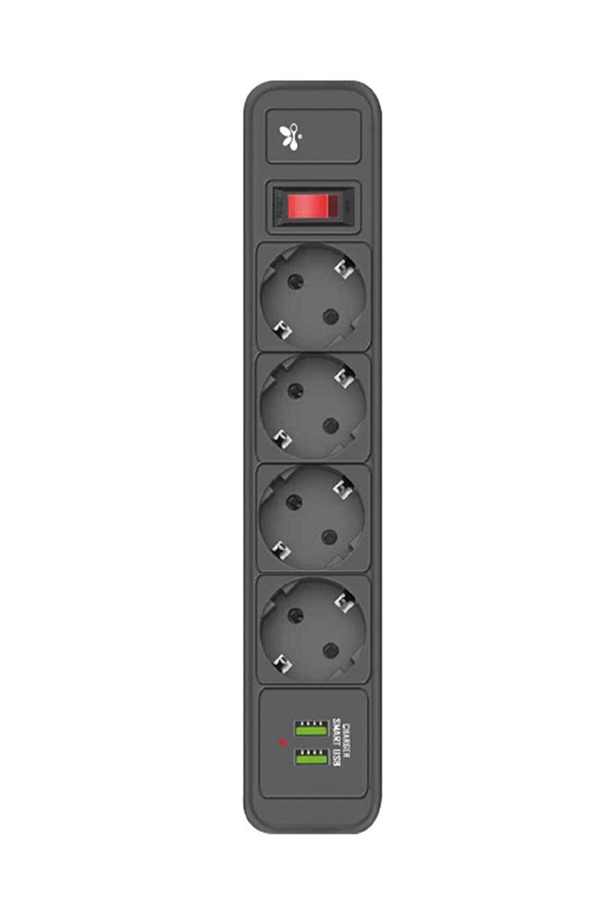 4'lü Termal Akım Korumalı Akıllı Priz 2'li Usb