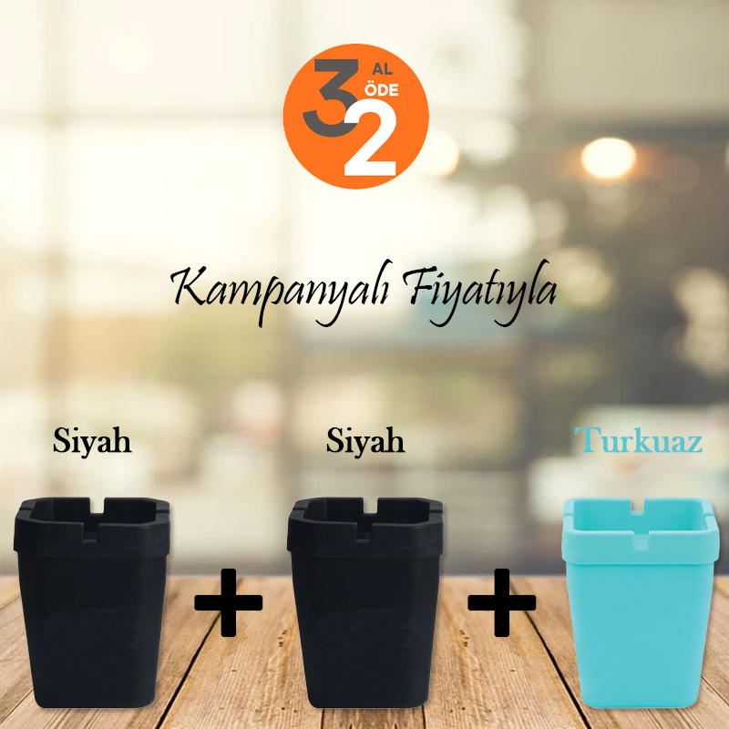 Kare Kokusuz Yanmaz Küllük - 3 AL 2 ÖDE