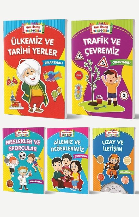 Okul Öncesi Boya Öğren Çıkartmalı Çocuk Kitapları Seti